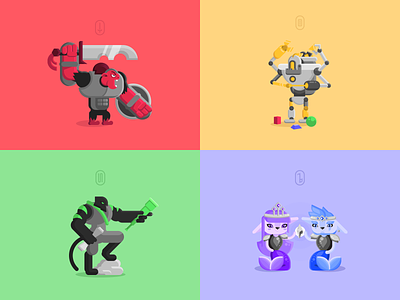 Player Type Illustrated Characters achiever animation art character character design colorful creative design explorer fighter gamification graphic illustration lifequest minimal playertype socializer vector