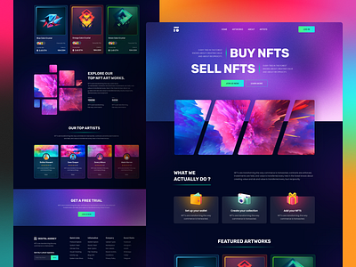 NFT Marketplace Website - UI Design bitcoin buy cpdesign crypto crypto art cryptocurrency digital art ethereum landing page nft art nft marketplace nft revelations nfts sell token token art trending uiux virtual coin web design