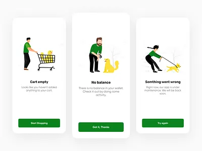 Empty status screens - Mobile Application. app appui branding clean design emptyscreen grofers illustration splashscreen ui vector