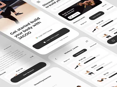 JAGOO - Fitness Mobile App app exercise fitness fitness app gym gym app health interface minimalist mobile mobile app sport tracker trainer training ui uiux wellness workout