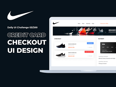 Credit Card Checkout Web Page Design 100k likes black clean dark design devign tech dwa devigners figma figma design nike theme trending ui ui ux design ux web website ui trending