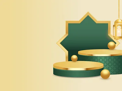 Islamic ramadan greetings composition with 3d podium design illustration ramadan typography vector