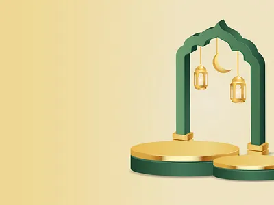 3d realistic gold podium in islamic style 3d design graphic design illustration podium ramadan ui vector