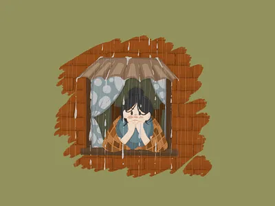 I HATE RAIN… art artist character design emotion illustration rain sad weather