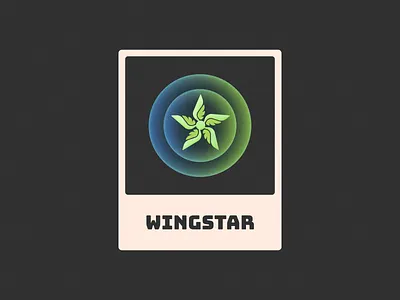 Wingstar! bird brand branding glow gradient grain green icon illustration leaf logo logo design mark noise plant star symbol texture wing wings