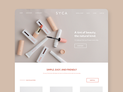 SYCA Landing Page Redesign app beauty brand branding dailyui design dribbble best shot flat illustration landing page logo makeup minimal typography ui uiux ux vector website