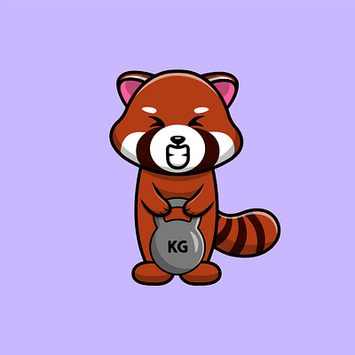 Cute Red Panda Lifting Fitness Ball sign