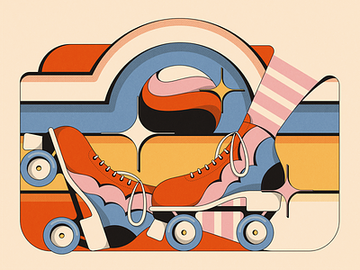 Roll With Me (2022) 60s abstract fun illustration psychedelic retro rollerskates shapes vintage whimsical