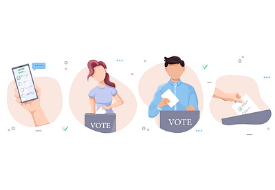 A set of images on the theme of voting box paper