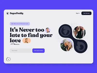 Dating App - SugarDaddy 3d couple dating design graphic design hero heropage landing love ui ux web design