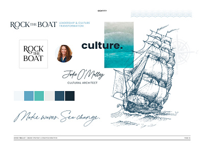 Rock The Boat - Brand Identity Mood Board beaech boat brand branding compass culture executive identity illustration leadership logo logo dsign nautical ocean sea ship waves