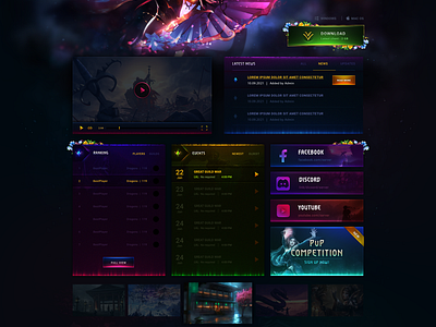 Lithannium - WebDesign asian blue dark design fantasy game logo medieval metin2 oriental rpg ui uiux violet web