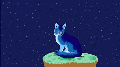 Magic Fox - Sitting Pose animal blue cute fox illustration nature simple