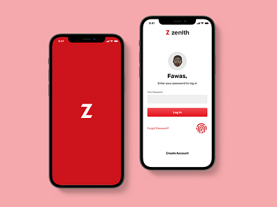 Zenith Bank splash screen account animation authentication bank branding design finance fintech icon illustration login logo mockup profile rebrand redesign splash ui uiux vector