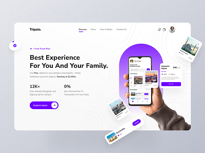 Tripaio | Interior Landing Page Design | ui_clutch animation app app ui branding design figma graphic design hero illustration landing page motion graphics motion ui travel travel ui ui ux ux ui web app website website ui