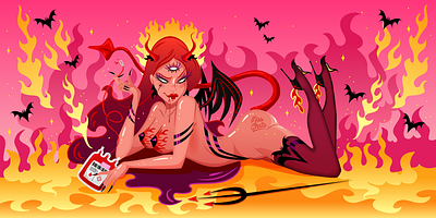 She Devil bat beast devil evil fire girl red sexy she vampire woman
