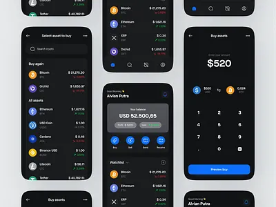 💰 Kripto - Crypto Wallet Dark Mode app app design bitcoin black mode clean crypto crypto ui dark app dark mode mobile mobile app mobile crypto ui uiux