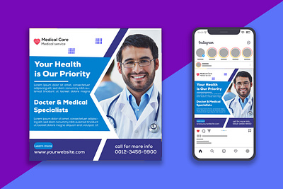 YOUR HEALTH IS OUR PRIORITY POST DESIGN health hospital medical social media post design