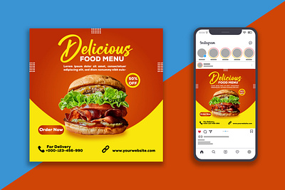 BURGER SOCIAL MEDIA POST DESIGN burger delicious food sale