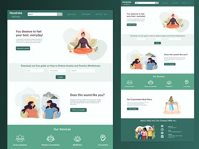 Mandrake Wellness - Landing Page | Adobe XD adobexd adobexdmasterclass app appdesign behance branding dailyui design dribbble figma gfxmob graphic design health illustration logo ui userexperience ux website wellness