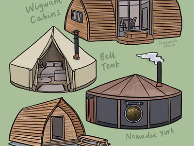 Glamping Gift Shop camping campsite digital illustration glamping illustration infographic uk illustrator