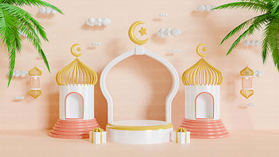 Islamic ramadan kareem background 3d background display islamic kareem podium ramadan