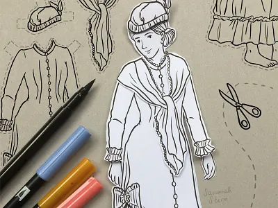 Victorian Paper Doll childrens illustration educational illustration illustration kid lit art learning illustration museum worksheet paper craft uk illustrator