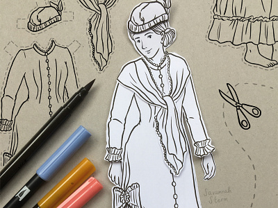 Victorian Paper Doll childrens illustration educational illustration illustration kid lit art learning illustration museum worksheet paper craft uk illustrator