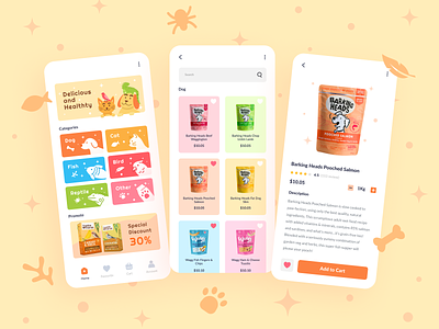 Pet Food App animal app catfood design dogfood food illustration layout mobile pet petcare petfood ui ux