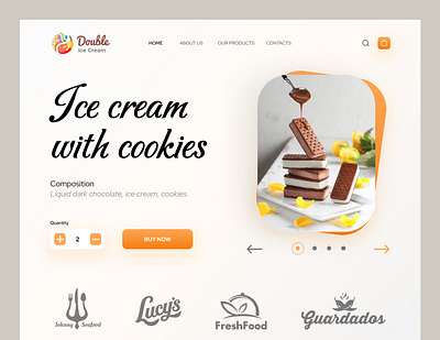 Double Ice Cream - Web Design Home Page creative design desktop ecommerce home home page ice cream interface shop sweets ui ui design uiux ux web design