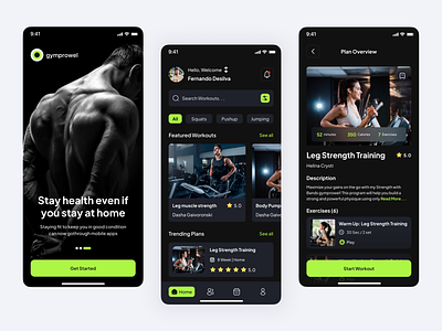 gymprowel - Personal Trainer App activity stats cards app calender cards coach weight dark more design fitness gym interface ios mobile online personal trainer running stats ui video weight workout