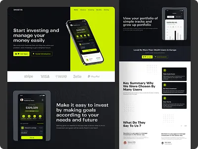 Smartin - Landing Page Sass Product Invesment app bank bank app banking banking app branding design finance finance app finances financial financial app fintech landing page minimal mobile ui ux web website