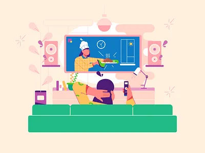 Tv background branding business cartoon design illustration logo person ui vector