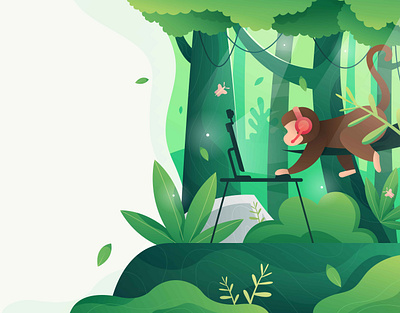 Jungle illustration for landing page art brand branding design illustration jungle landing page logo minimal monkey nature simple ui vector