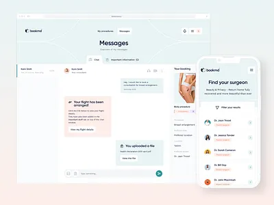 BookMD - fly in provider for Plastic Surgery and Cosmetic Proced brand branding design logo medical pastel plastic surgery ui ux white