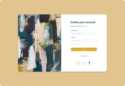 Sign up screen