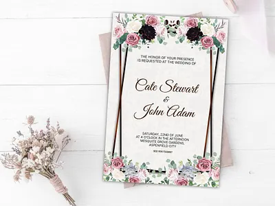 Wedding invitation Card calligraphy design floral design floral illustration flyer illustration invitation card invitation design marriage ceremony save the date typography wedding card wedding date wedding invitation
