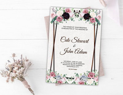Wedding invitation Card calligraphy design floral design floral illustration flyer illustration invitation card invitation design marriage ceremony save the date typography wedding card wedding date wedding invitation