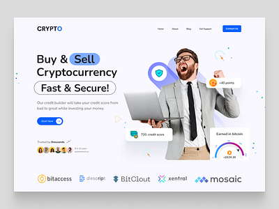 Crypto Webpage Design bitcoin crypto art crypto wallet cryptocurrency design ethereum exchange hero homepage landing page tokens trendy ui ux web design website