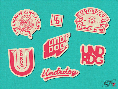 Sticker Design for Undrdog american bold branding creative graphic graphic design illustration illustrator lettering logo masculine sticker typography vector vintage visual identity