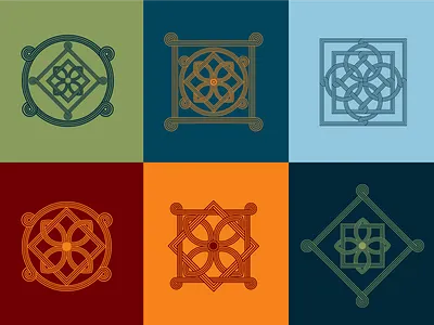 ORNAMENTS branding collage color palette colorful design graphic design identity illustration logo logos ornaments pattern vector