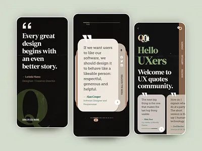 UX Quotes - Intro & Home app app design application application design design illustration mobile mobile app mobile app design ui ux web web design