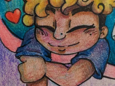 Inner Happiness character development color pencil design flat illustration illustrator traditional art traditional medium