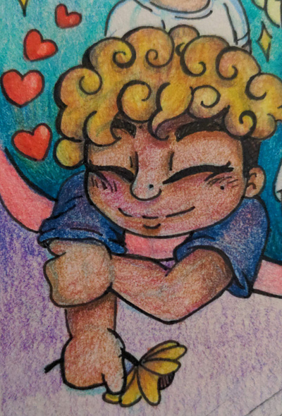 Inner Happiness character development color pencil design flat illustration illustrator traditional art traditional medium