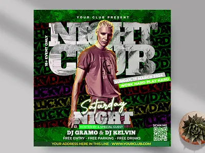 Saturday Club Night Instagram Banner PSD Template club flyer club night design dj event flyer flyers party