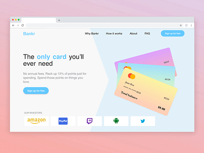 Credit Card Homepage adobexd credit card design homepage ui ux web design xddailychallenge