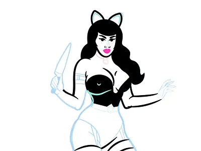 WIP - LIVING DEAD GIRL 2022 blackcat branding design halloween illustration logo model papajart vector