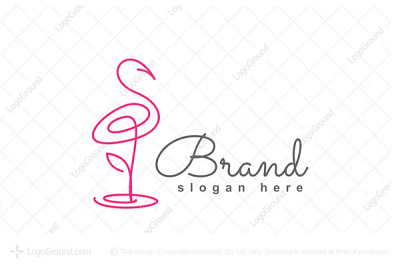 Flower Flamingo logo for sale animal beauty branding design fashion flamingo flower lake logo logoforsale logos plant rose vector