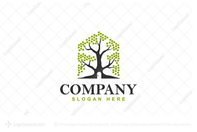 Tree House Logo for sale branding design garden green home house leaf logo logoforsale logos nature park residence tree vector wood