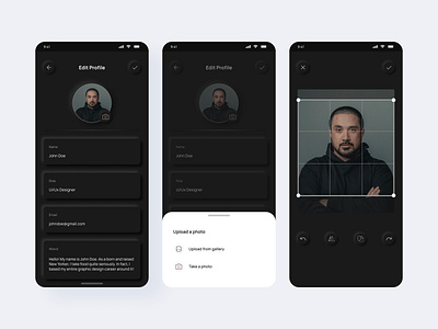 Edit Profile crop image design edit profile figma mobile ui neumorphism profile ui ui design uiux